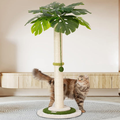 Meowoou Cat Scratching Post 33 Inch Tall Cat Scratcher for Indoor Cats Adults,Small Cat Tree Tower Sisal Rope Kitten Scratch with Interactive Hanging Ball10
