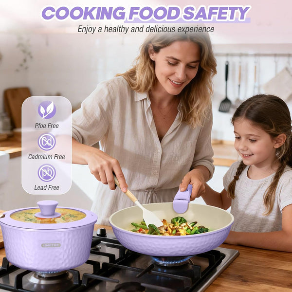 Pots and Pans Set, Ceramic Nonstick Cookware Set Detachable Handle, Induction Kitchen Cookware Sets with Removable Handle, Non Stick RV Cookware Set, Dishwasher ＆ Oven Safe5