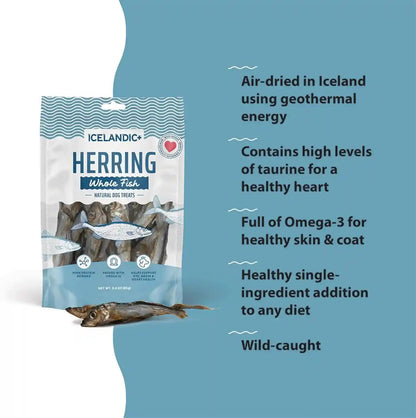 Icelandic+ Whole Fish Herring - 3Oz Wild-Caught Air-Dried Dog Treats5