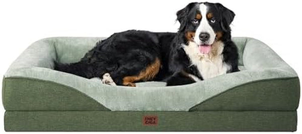 EHEYCIGA Orthopedic XL Dog Bed for Large Sized Dog, 42X30 Inch Extra Large Memory Foam Dog Couch Bed with Sides, Waterproof Liner & Washable Removable Cover, Bolster Pet Sofa, Grey44