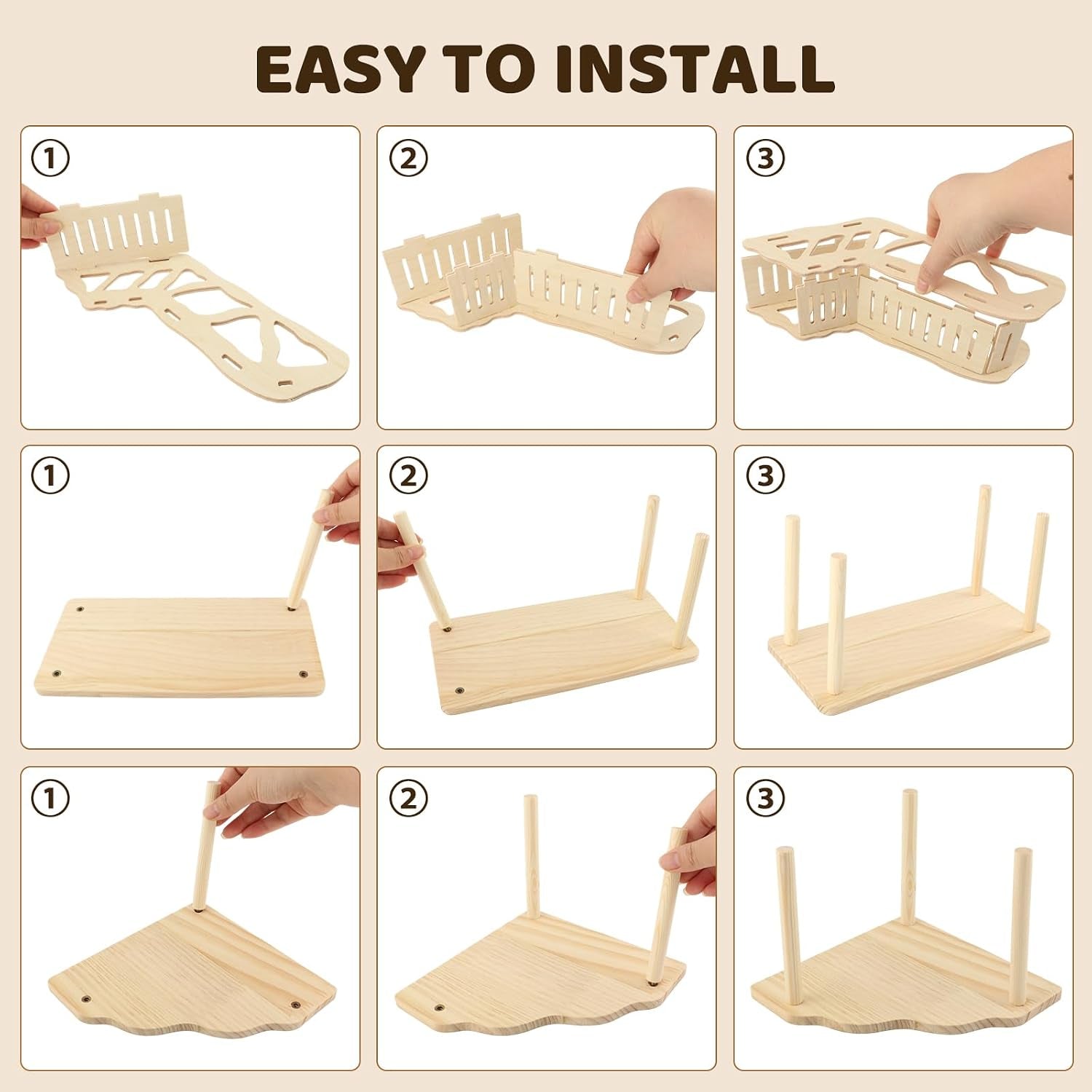 3-pack-wooden-hamster-play-platform-3-in-1-natural-small-pet-playground-with-tunnel-ladder-hidden-rest-area-wooden-support-column-cage-accessories-for-hamsters-squirrels-tiny-pets