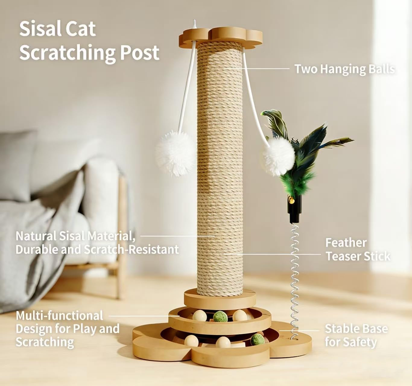 cat-scratching-post-cat-scratchers-for-indoor-cats-natural-sisal-scratcher-with-2-level-trackball-2-hanging-balls-sturdy-cat-scratching-post-4-in-1-interactive-kitten-toy-for-indoor-cats