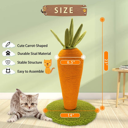 AUSCAT Cat Scratching Post, Cute Carrot Scratching Post, Nature Sisal Cat Scratcher for Indoor Cats and Kittens2