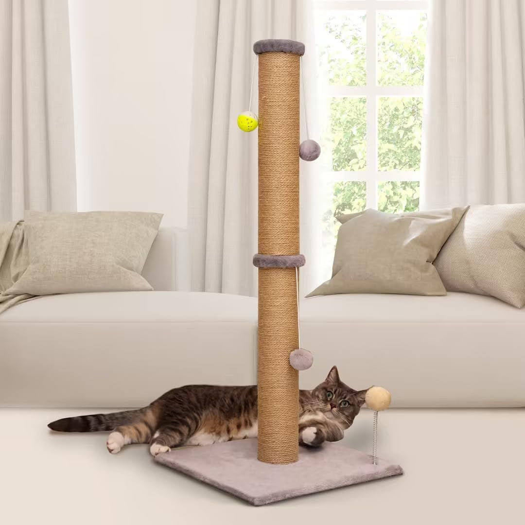 tall-cat-scratching-post-36-inch-large-cat-scratch-post-for-indoor-cats-with-durable-natural-sisal-rope-scratcher-post-tree-kitten-interactive-toy-gray