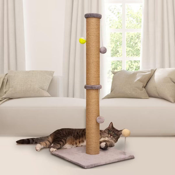 Tall Cat Scratching Post 36 Inch Large Cat Scratch Post for Indoor Cats with Durable Natural Sisal Rope Scratcher Post Tree Kitten Interactive Toy-Gray2