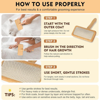Slicker Brush for Dogs & Cats, Dog & Cat Brush for Shedding & Grooming | Deshedding Tool, Loose Fur Removal, Undercoat Removal, Gentle Coated Tips, Air-Cushion Pad, Long & Short Hair Pet, Detangling5