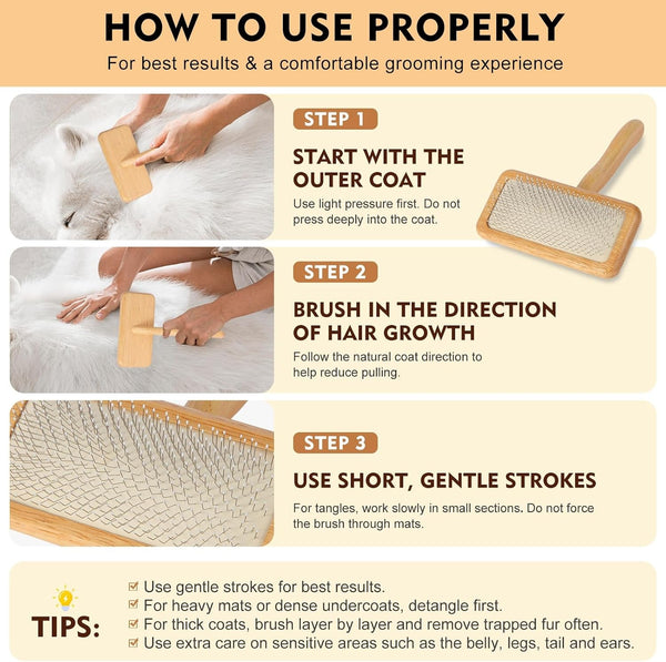 Slicker Brush for Dogs & Cats, Dog & Cat Brush for Shedding & Grooming | Deshedding Tool, Loose Fur Removal, Undercoat Removal, Gentle Coated Tips, Air-Cushion Pad, Long & Short Hair Pet, Detangling5