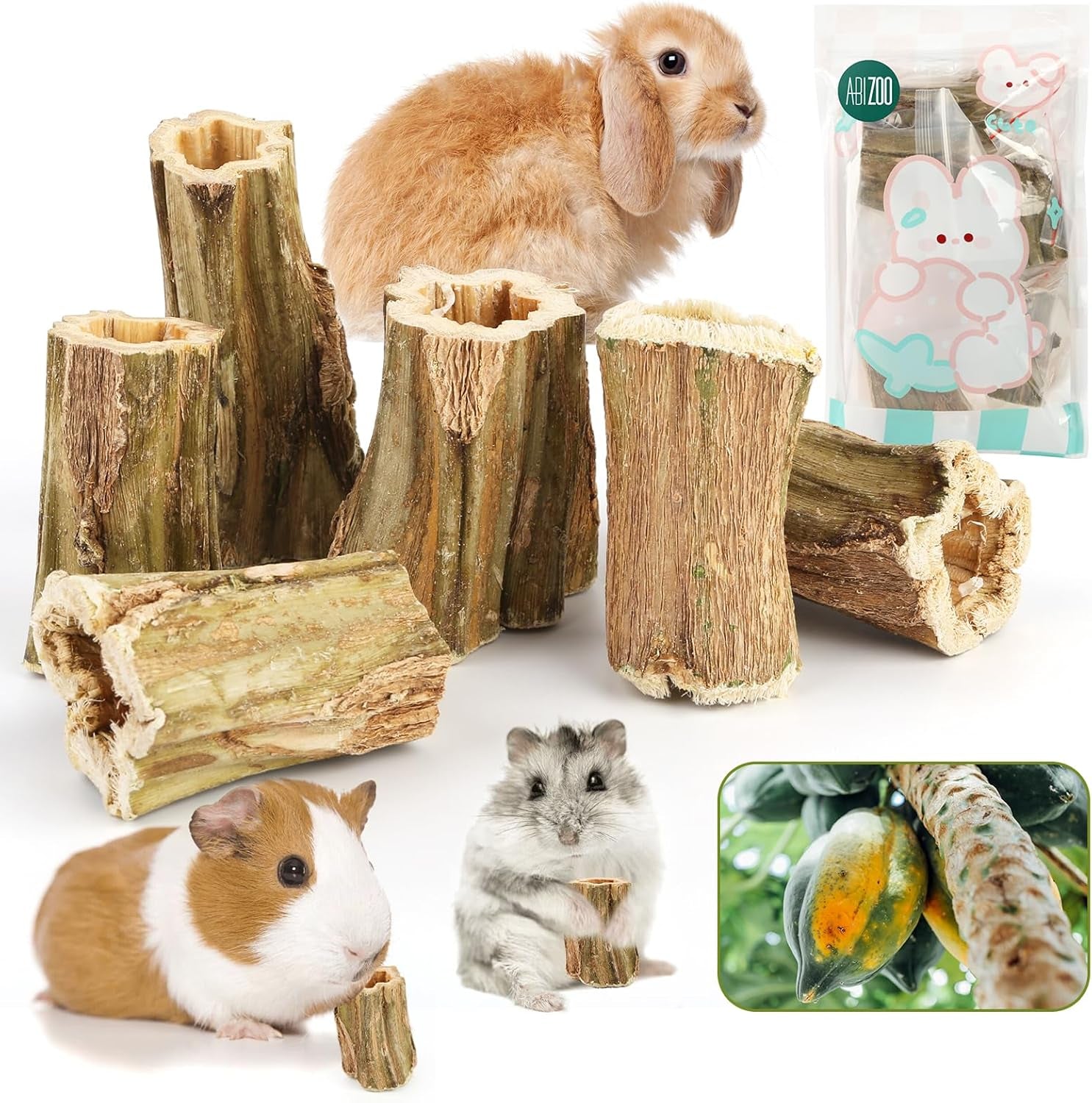 abizoo-natural-bunny-chew-toys-6-pcs-organic-papaya-wood-sticks-chew-toys-for-rabbit-hamster-guinea-pig-chinchilla-gerbil-rat-healthy-chews-teeth-grinding-treats-squirrel-molar-snack
