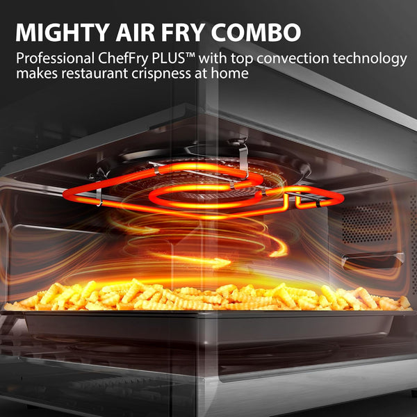 Optichef PRO MAX Air Fryer Combo Microwave Oven, 1.3 Cu.Ft, 1100W | 2.4-Inch Color Screen, Origin Inverter Technology, Smart Microwave Sensor, Compatible with Alexa, Countertop, Silver3