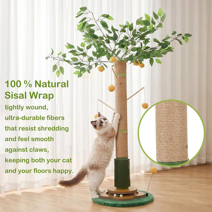 Tall Cat Scratching Post 51 Inch, Sisal Rope Cat Scratcher Tree | for Indoor Cats, Kittens and Large Cats to Stretch, Scratch, Play and Self-Groom; Suitable for Living Rooms and Cat Spaces.7