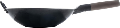 Black13 Flat Pre-Seasoned Hammered Carbon Steel Wok with Wooden and Steel Helper Handle (13 Inch, Flat Bottom)9