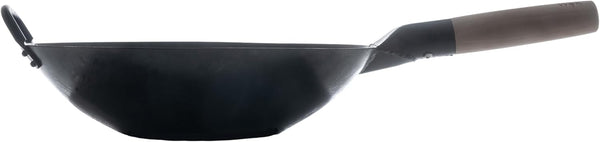 Black13 Flat Pre-Seasoned Hammered Carbon Steel Wok with Wooden and Steel Helper Handle (13 Inch, Flat Bottom)9