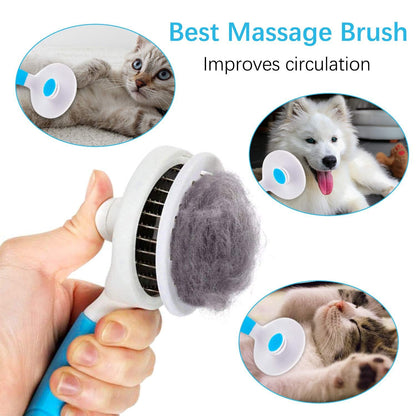 Self Cleaning Slicker Brush - Cat Brush Skin-Friendly Deshedding Grooming Massaging Tool for Long & Short Haired Pets, Cat Hair Brushes Easy Removes Undercoat for Dogs Cats Rabbits - UPGRADED, Blue4