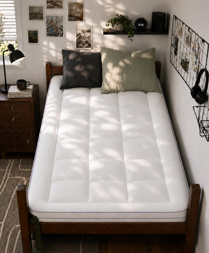 Twin XL Mattress Topper for College Dorm Room Essentials, 3 Inch Dual Layer Memory Foam with Plush Pillow Top, Extra Long Dorm Bed Topper for Back Pain Relief and Comfortable Sleep1