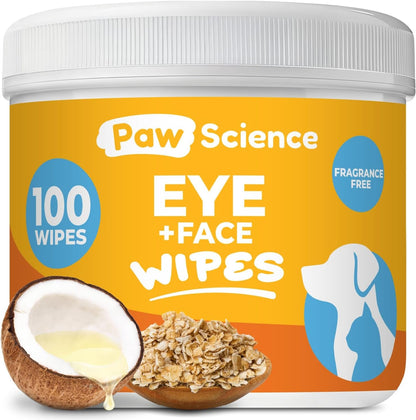 Dog Eye Wipes (100 Count) Hypoallergenic Eye & Face Wipes for Dogs & Cats - Pet Tear Stain Remover & Cleaner - Cleans & Removes Discharge, Crust, & Gunk (Coconut)8