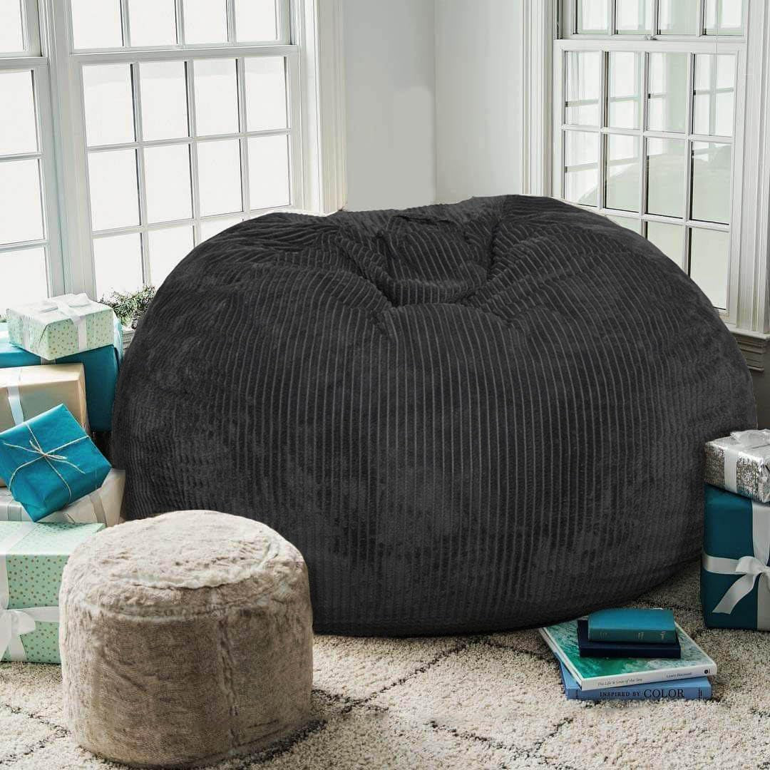 bean-bag-chair-with-faux-rabbit-fur-cover-for-teens-and-kids-with-filling-memory-foam-bean-bag-chairs-soft-faux-fur-fabric-2-5-feet-round-fluffy-bean-bag-sofa-essential-for-reading-games