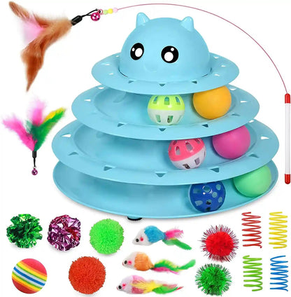 UPSKY Cat Toy Roller 3-Level Turntable Cat Toys Balls with Six Colorful Balls Interactive Kitten Fun Mental Physical Exercise Puzzle Kitten Toys17