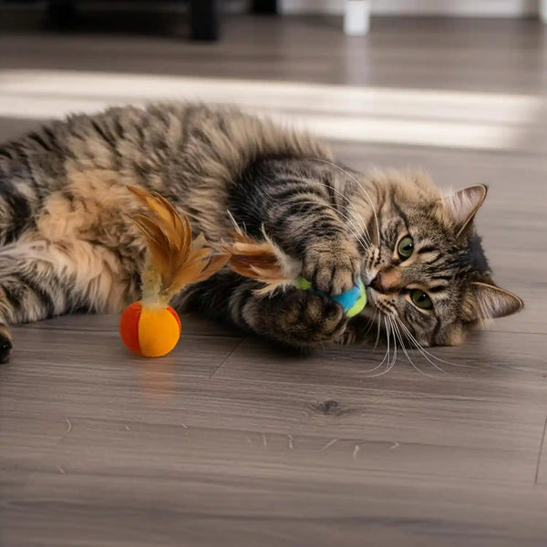 Smartykat Flutter Balls Catnip Plush and Feather Cat Toys, Erratic Motion for Batting & Pouncing Fun for Cats & Kittens, Set of 27