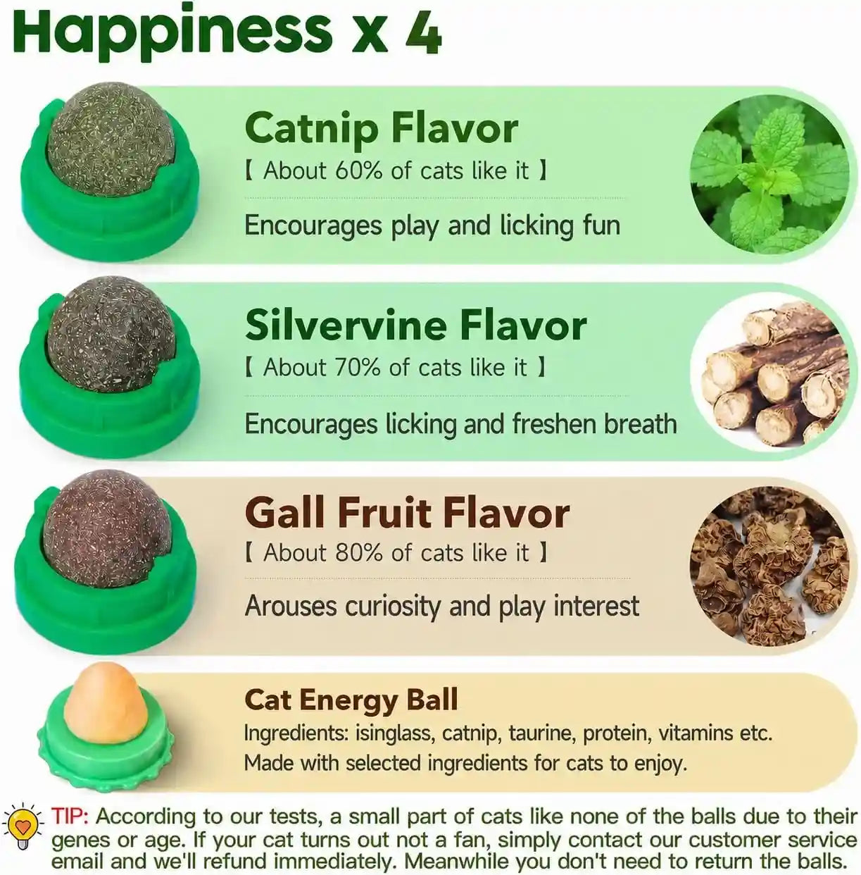 potaroma-catnip-toys-balls-4-pcs-with-extra-cat-energy-ball-edible-kitten-catnip-silvervine-toys-for-cats-lick-healthy-kitty-teeth-cleaning-dental-chew-toys-cat-wall-treats-green