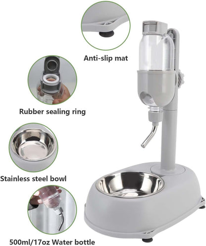 2 in 1 Pet Standing Water Dispenser, 500Ml Pet Water Dispenser with Stand, Height Detachable Pet Standing Water Dispenser Bowl for Cat, Rabbit, Golden Hamster, 11 X 7.7 X 15.4In5