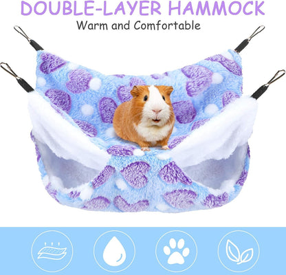 Boao 2 Pcs Guineas Pig Rat Hammock Guinea Pig Hamster Ferret Hanging Hammock Guinea Pigs Accessories for Small Animals Chinchilla Parrot Sugar Glider Ferret Squirrel(Purple, Coffee,Heart Pattern)7