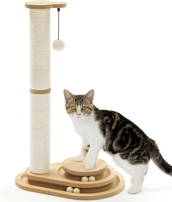 Made4Pets Kitten Toy Scratching Post for Indoor Cats with Ball Track | Interactive Cat Scratching Post with Natural Sisal Rope, Rolling Ball Track and Durable Plywood Base, Modern Home Décor12