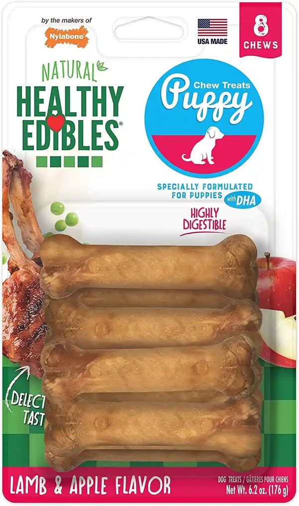 Nylabone Healthy Edibles Natural Puppy Chews Long Lasting Treats for Puppies, Roast Beef/Apple/Bacon Dog Treats, X-Small/Petite (3 Count)13