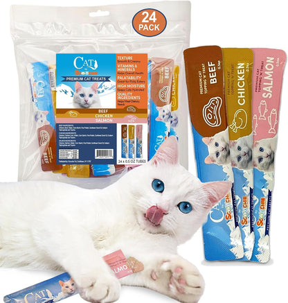 Scoochie Pet Cat Lick Treats, Chicken Salmon & Beef, 0.5Oz, 12 Pack | Variety Pack, Chicken, Salmon, Beef, Creamy Puree, No Chewing, Great for All Cats Especially Seniors9
