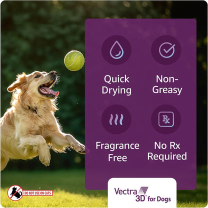 Vectra 3D Flea and Tick Prevention for Small Dogs 11-20 Lbs, 3‑Month | Kills and Repels Fleas, Ticks & Mosquitoes | Fast‑Acting, Waterproof, No Prescription Needed7