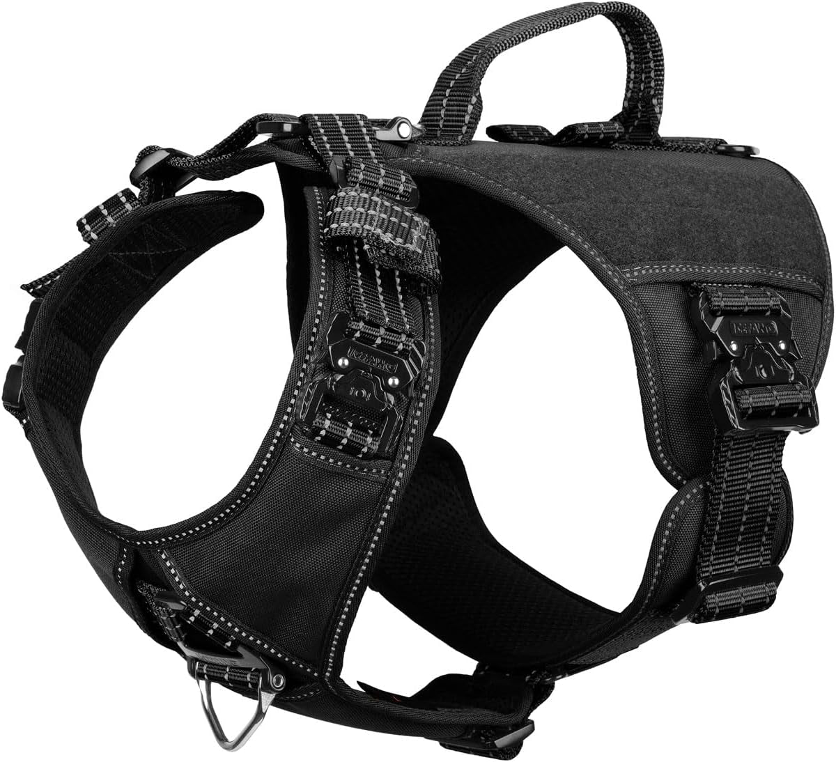 icefang-quick-moving-tactical-dog-harness-for-large-dogs-no-pull-dog-vest-control-handle-reflective-full-metal-buckles-adjustable-hook-and-loop-panel-soft-padded-pink-large