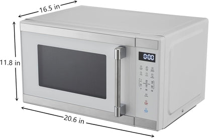 1.1 Cu. Ft. 1000 W Mid Size Microwave Oven, 1000W, White Stainless Steel2