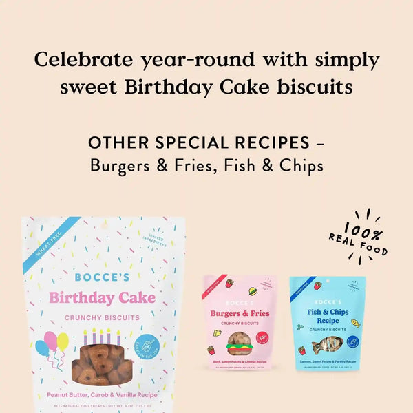 Bocce'S Bakery Birthday Cake Flavor Crunchy Biscuits Dog Treats, 5 Oz | Oven Baked, Wheat-Free Everyday Dog Treat Biscuits - Made with Real, Limited Ingredients and Baked in the USA4