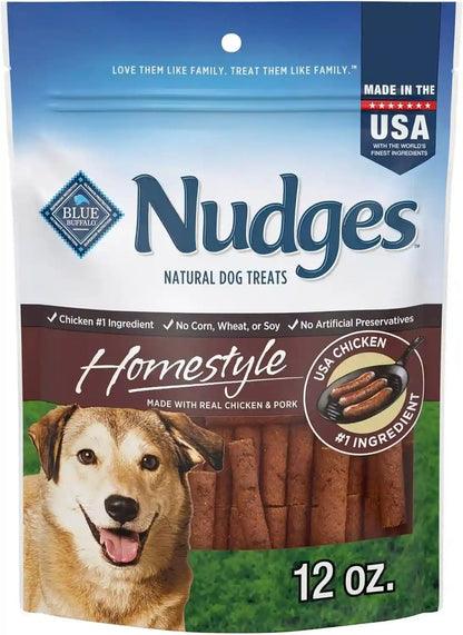 Blue Buffalo Nudges Beef & Rice Homestyle Natural Dog Treats, Meatball-Inspired Recipe, Healthy Reward or Training Treat, Made in the USA with Real Beef, No Artificial Preservatives, 16 Oz.16