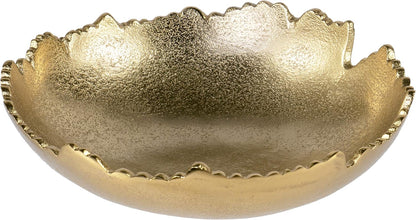 8.75” Gold Moon Decorative, Asymmetrical Torn, Hammered Metal Centerpiece Bowl with Sculpted Edges1