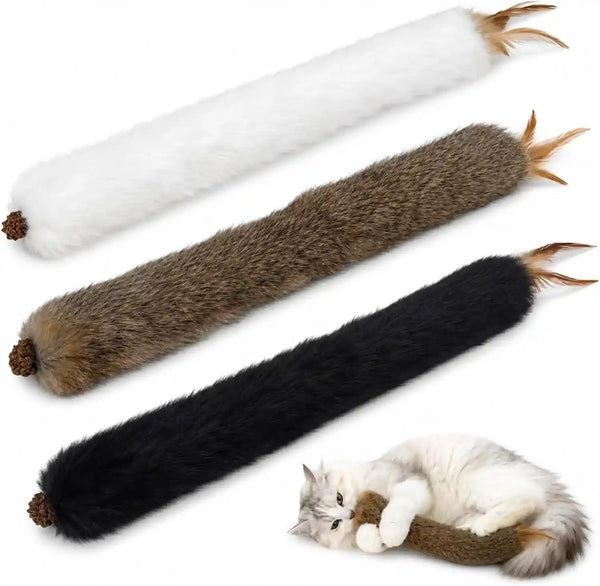 Agape Long Rabbit Fur Cat Toys, 3-Pack with Catnip & Silvervine | 3-Pack Soft Furry Cat Toys for Indoor Cats and Kittens, Great for Biting, Chasing, Bunny Kicking and Self Play7