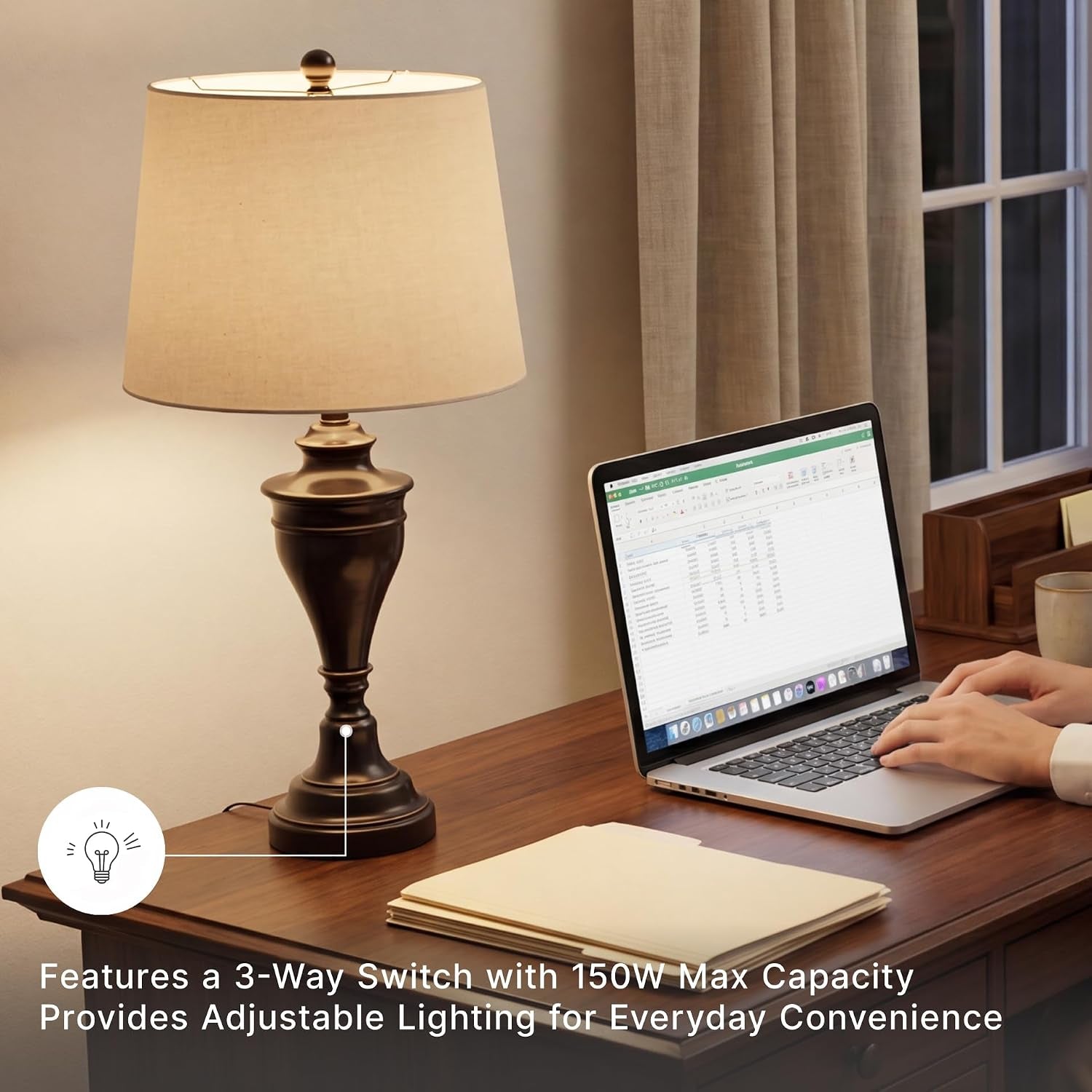 signature-design-by-ashley-table-lamp-set-of-2-dark-bronze-fabric-hardback-shade-28-5-inches-tall-traditional-double-pillar-base-3-way-switch-living-room-use-darlita-series