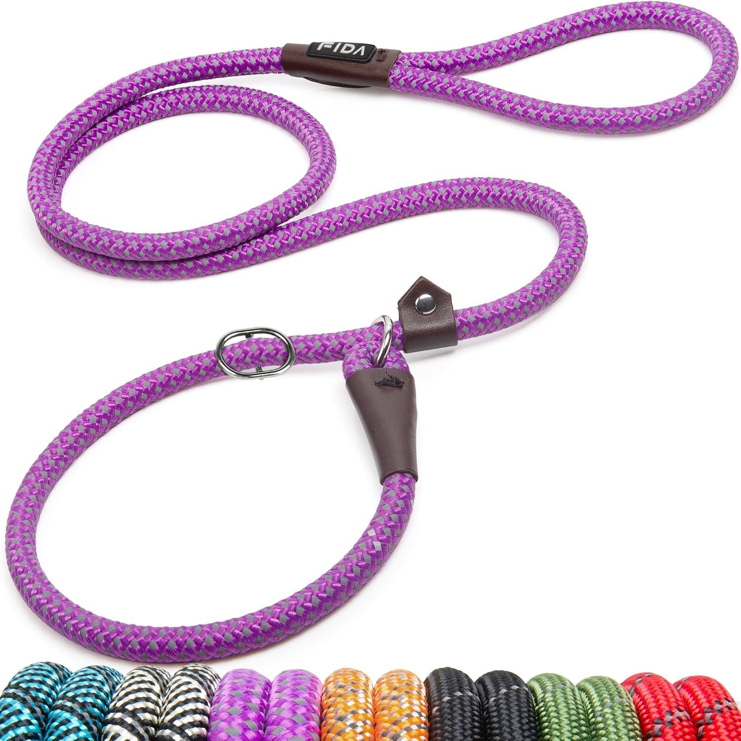 fida-durable-slip-lead-dog-leash-6-ft-x-1-2-heavy-duty-dog-loop-leashes-comfortable-strong-rope-slip-leash-for-large-medium-dogs-no-pull-pet-training-lead-with-highly-reflective1-2-black