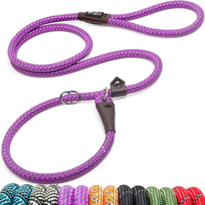 Fida Durable Slip Lead Dog Leash, 6 FT X 1/2" Heavy Duty Dog Loop Leashes, Comfortable Strong Rope Slip Leash for Large Medium Dogs, No Pull Pet Training Lead with Highly Reflective(1/2", Black)20