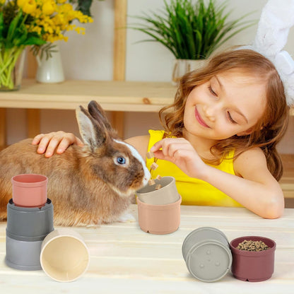 HIIMALEX 8-Pcs Bunny Toys Stacking Cups for Rabbit Foraging and Play Bunny Essential Toys Safe Plastic Accessories for Small Animals Rabbits6