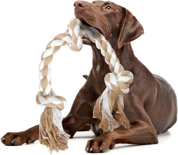 Fida Dog Rope Toys for Large/Medium Aggressive Chewers, Tough Cotton Chew Toy, 3 Feet 5 Knots Indestructible, Tug of War Dog Pull Rope Teeth Cleaning10