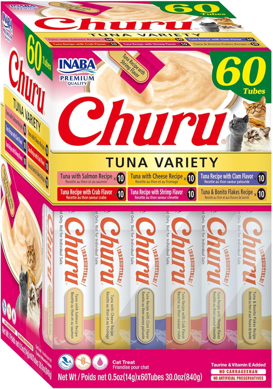 inaba-churu-cat-treats-lickable-squeezable-creamy-puree-cat-treat-with-green-tea-extract-taurine-0-5-ounces-each-tube-50-tubes-tuna-chicken-variety