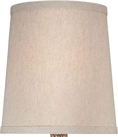Chalane 23 1/2" High Table Lamps Set of 2 Hammered Bronze Brown Farmhouse | Natural Textured Rustic Antique Bedroom Living Room House Bedside Nightstand Office Home Family Linen Shade3
