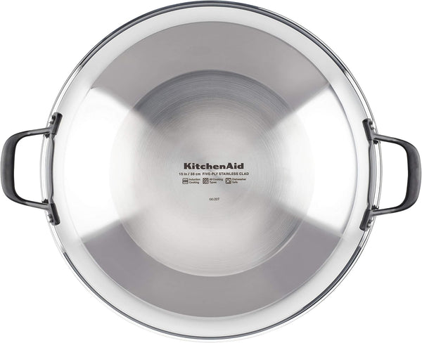 Kitchenaid 5-Ply Clad Stainless Steel Induction Wok Pan, 15-Inch, Polished Stainless Steel8