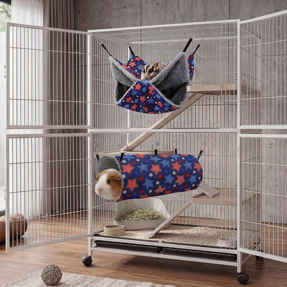 Petonfun Ferret Rat Hammock Tunnel Set for Cage Accessories Toys Bed, Blue | 2 Pack, Large Size, Double Sided, Durable & Soft, Hideout for Guinea Pig & Chinchilla to Hide, Suitable for Most Small Animal7