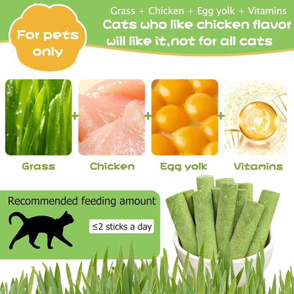 Meowly 110G Cat Grass ﻿Sticks for Cats, Natural Chicken Flavored Cat Grass ﻿Sticks for Teeth Cleaning and Hairball Remedy2