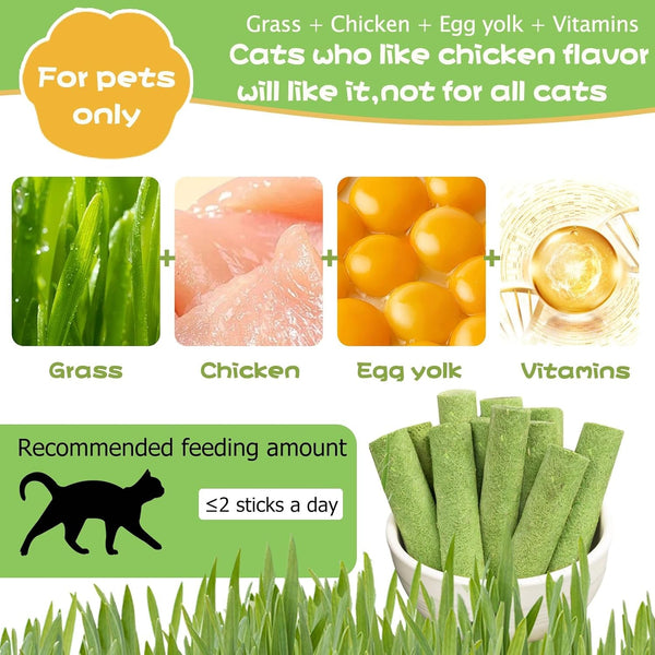 Meowly 110G Cat Grass ﻿Sticks for Cats, Natural Chicken Flavored Cat Grass ﻿Sticks for Teeth Cleaning and Hairball Remedy2