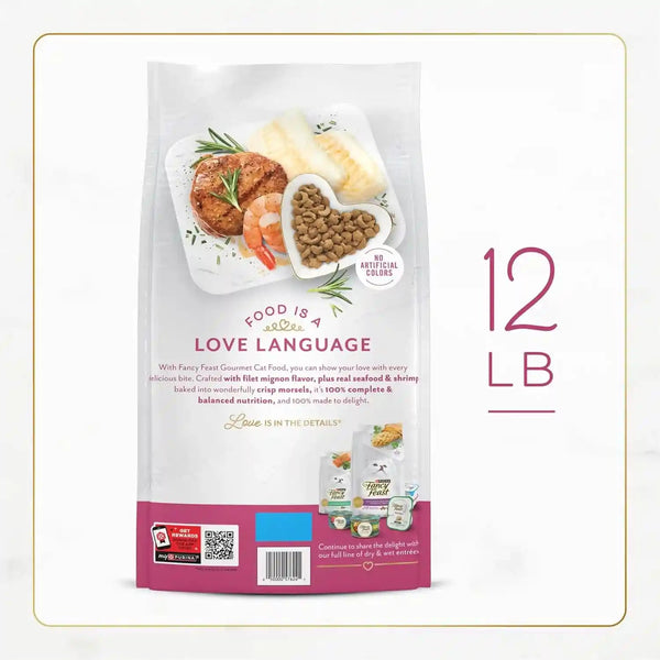 Purina Fancy Feast Dry Cat Food Filet Mignon Flavor with Seafood and Shrimp - 12 Lb. Bag6