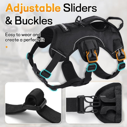 Rabbitgoo Escape Proof Dog Harness for Large, No Pull with Lift Handle | No Escape, Full Soft Padded, Reflective Adjustable Vest, Leash Clip for Walking Hiking Training, Black, Large7