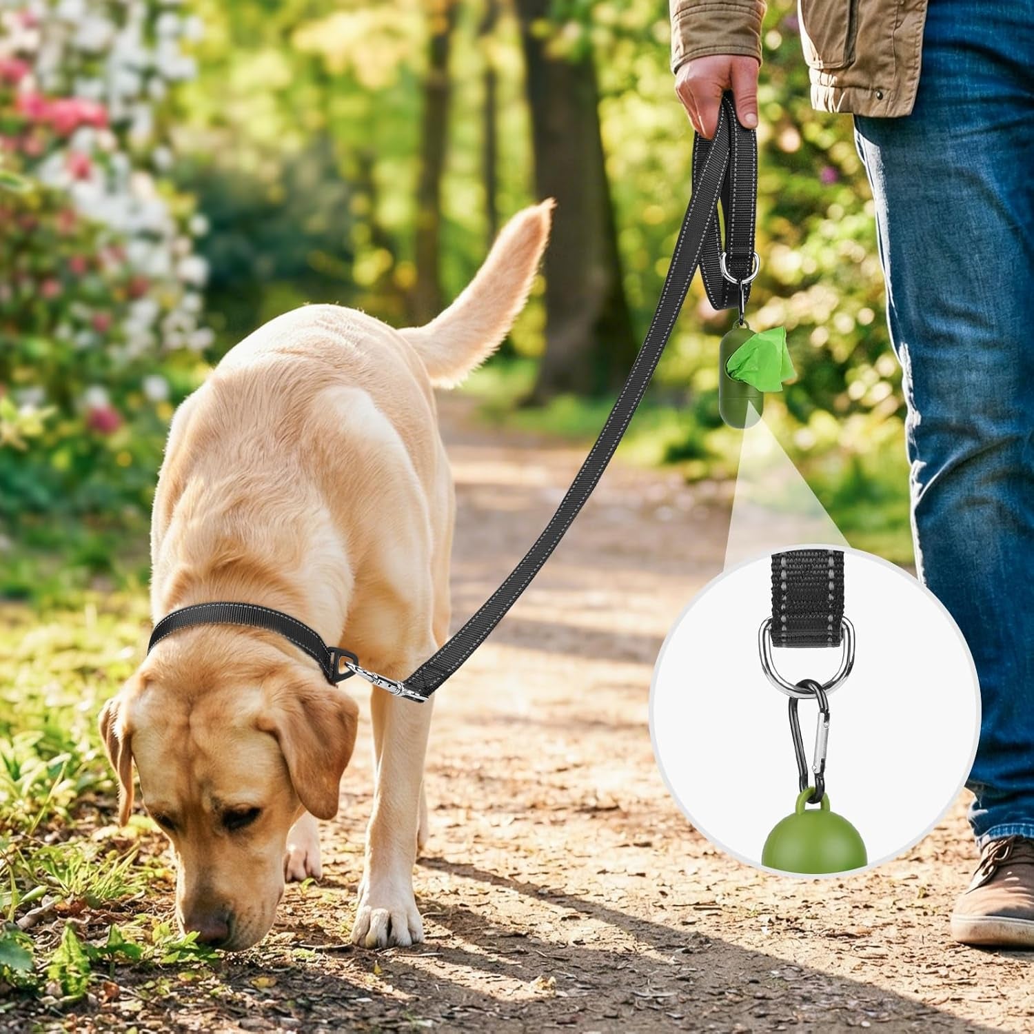 joytale-reflective-dog-leash-for-medium-large-dogs-6-ft-x-1-black-heavy-duty-nylon-webbing-padded-handle-for-comfort-visible-at-night-for-walking-training