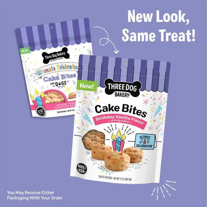 Three Dog Bakery Ultimate Celebration Cake Bites for Dogs - 12 Oz Bag | Soft Baked Dog Treats - Birthday Vanilla Flavor with Sprinkles3